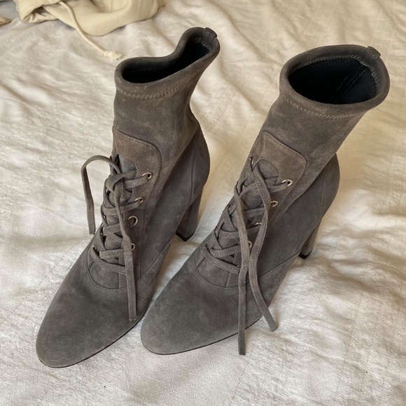 Gianvito Rossi Gray Lace up Suede Boots in size 37.5 - Picture 4 of 4
